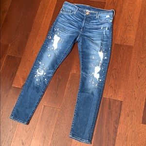 True Religion jeans, light denim, jewels